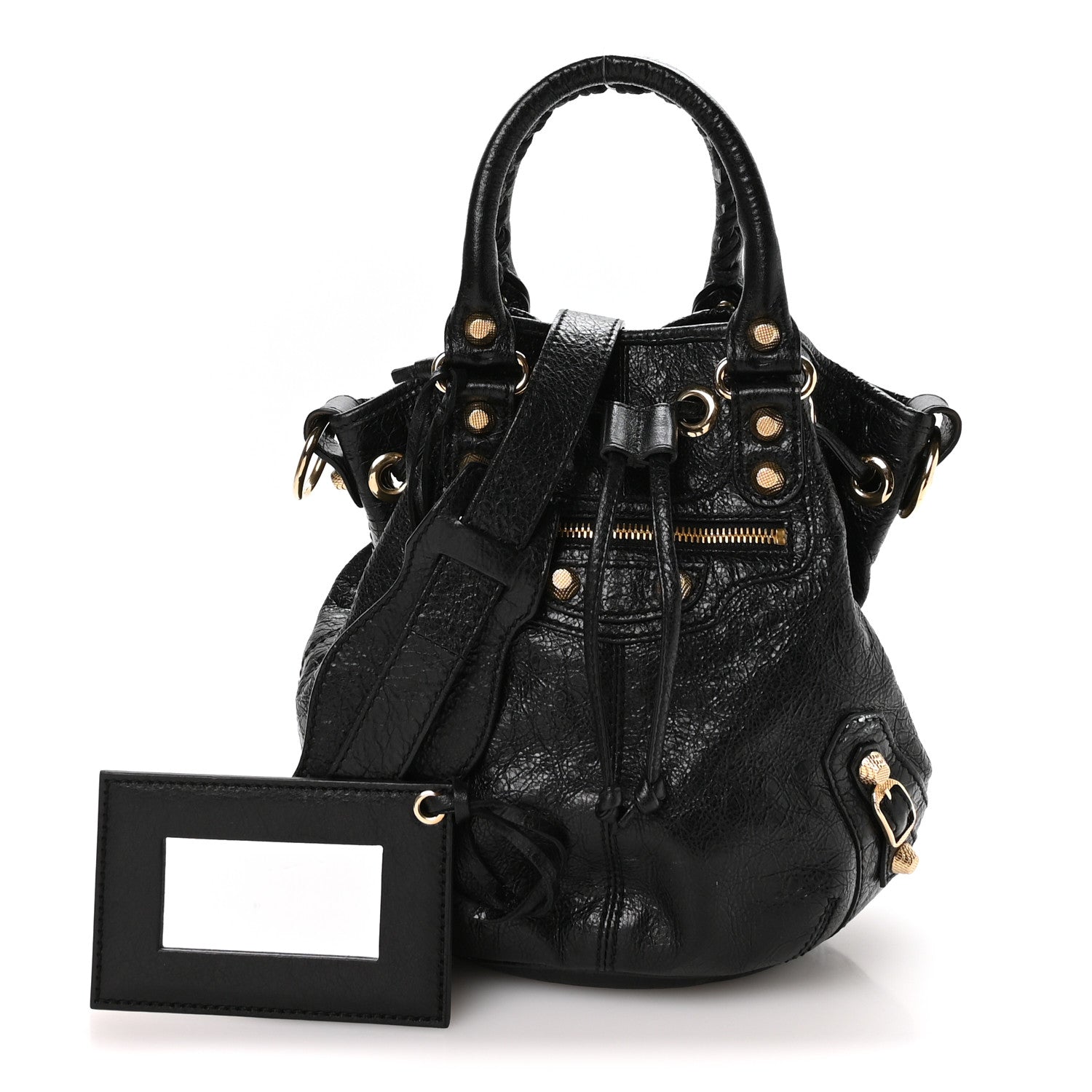 Agneau Giant 12 Gold Hardware Mini Pompon Black