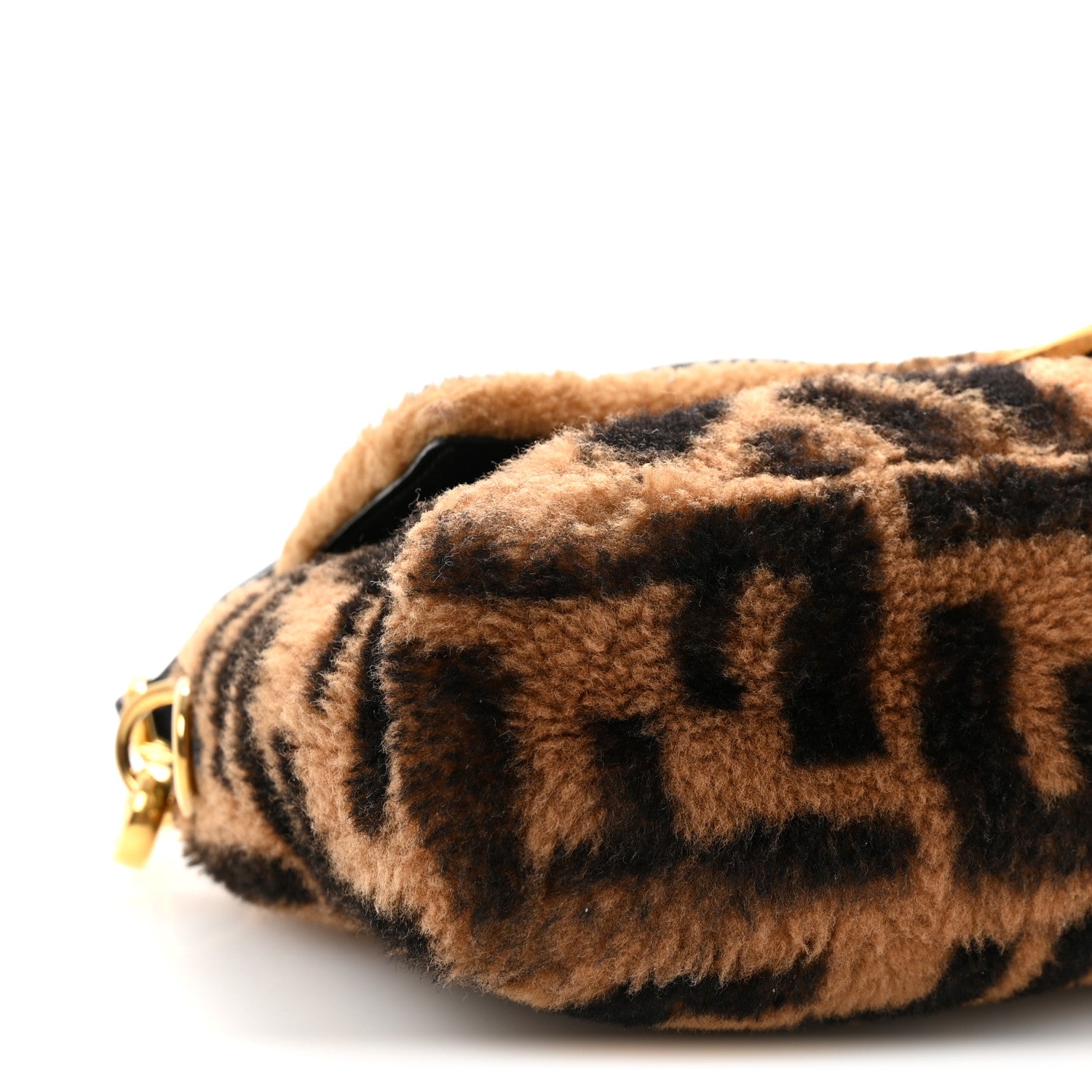 Shearling Vitello Dolce Macro FF 1974 Baguette Tobacco Black