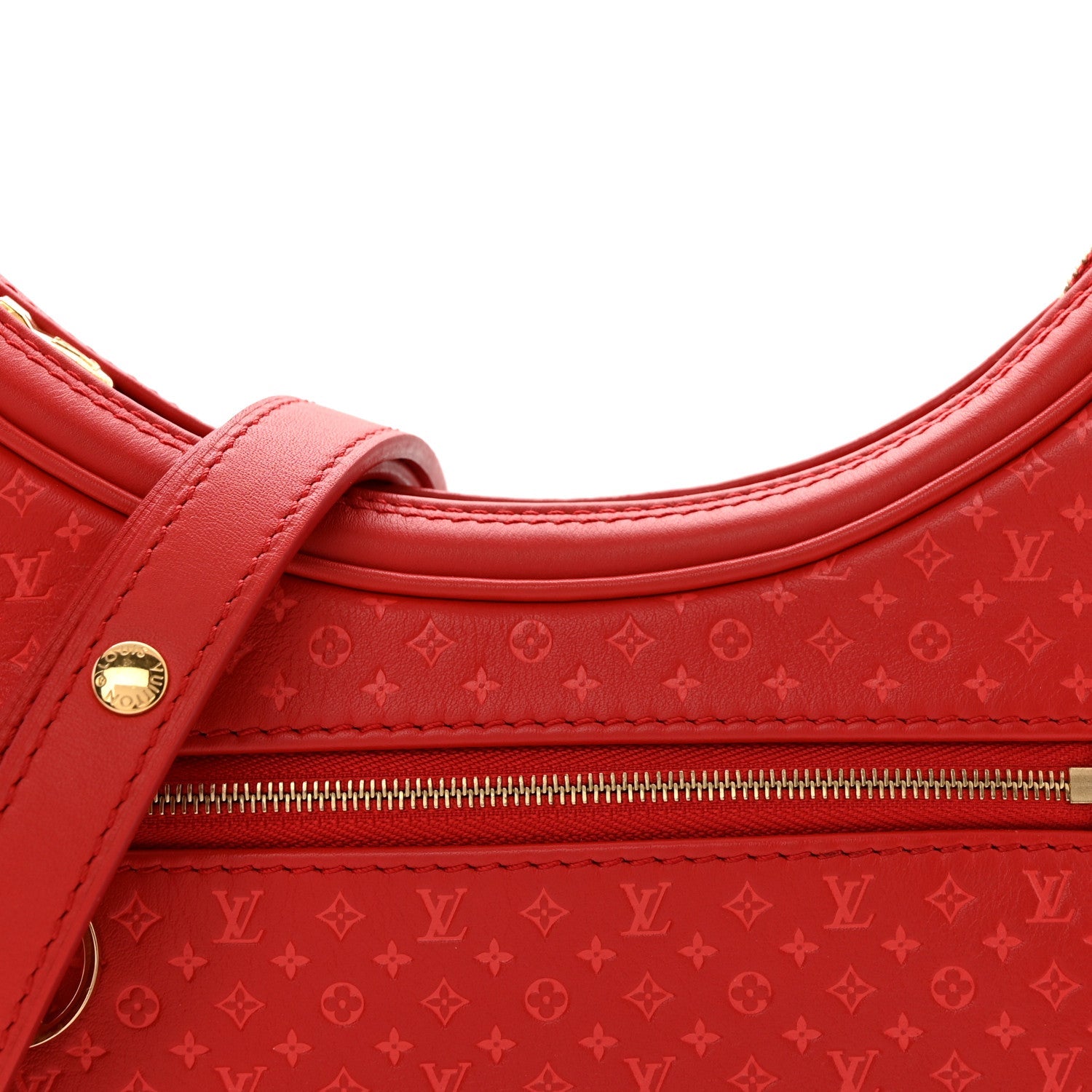 Calfskin Nanogram Embossed Loop PM Rouge