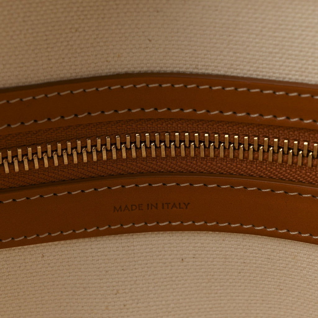 Canvas Calfskin Horizontal Cabas Natural Tan