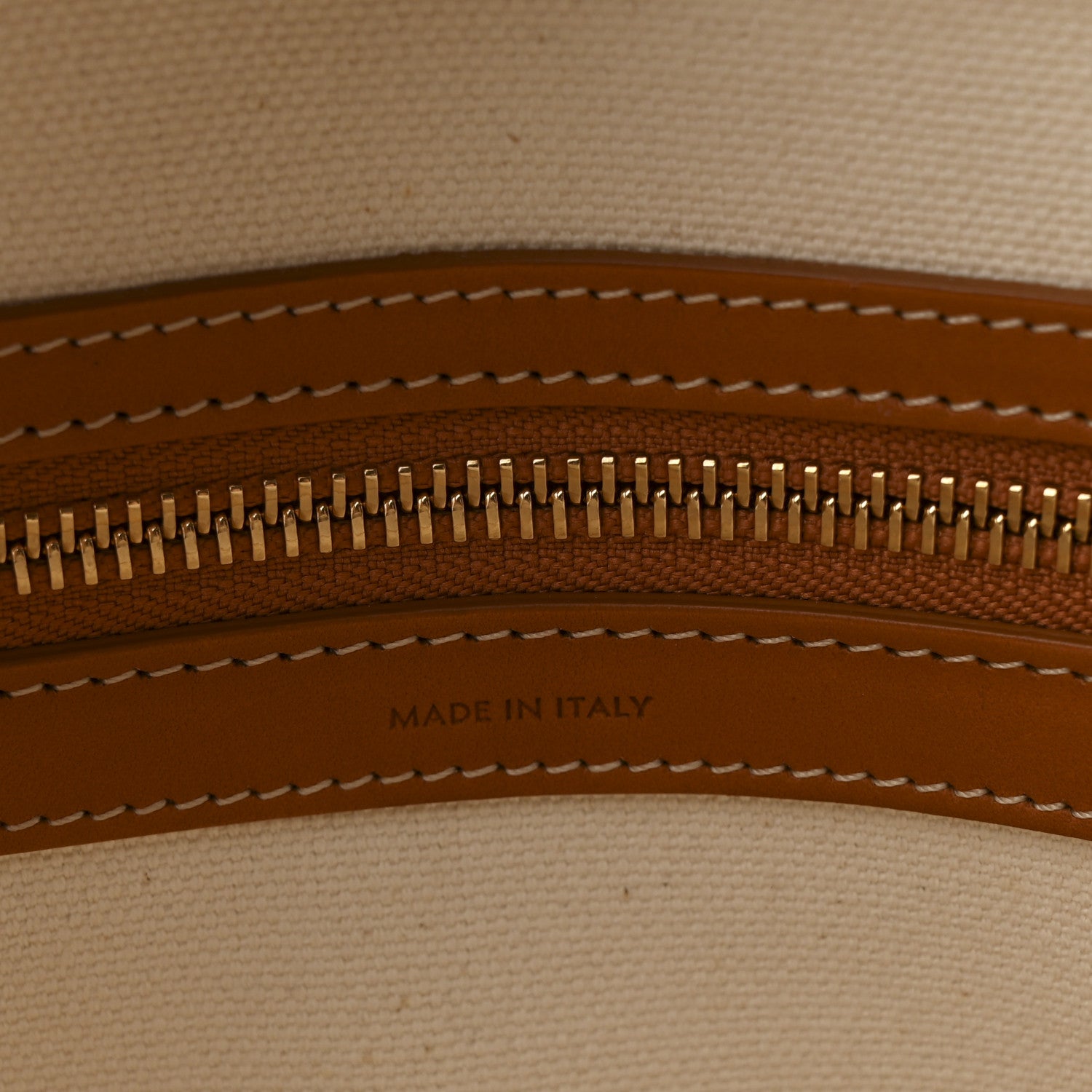 Canvas Calfskin Horizontal Cabas Natural Tan