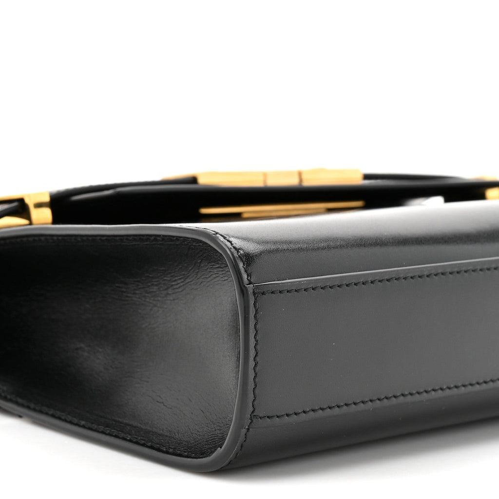 Smooth Calfskin Small Manhattan Shoulder Bag Black