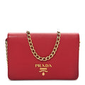 Saffiano Lux Chain Wallet Fuoco