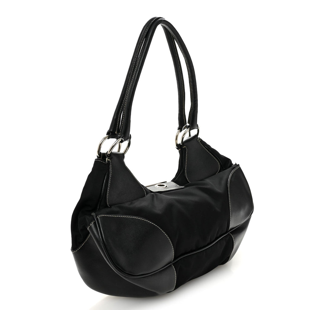 Tessuto Nylon Moon Shoulder Bag Black