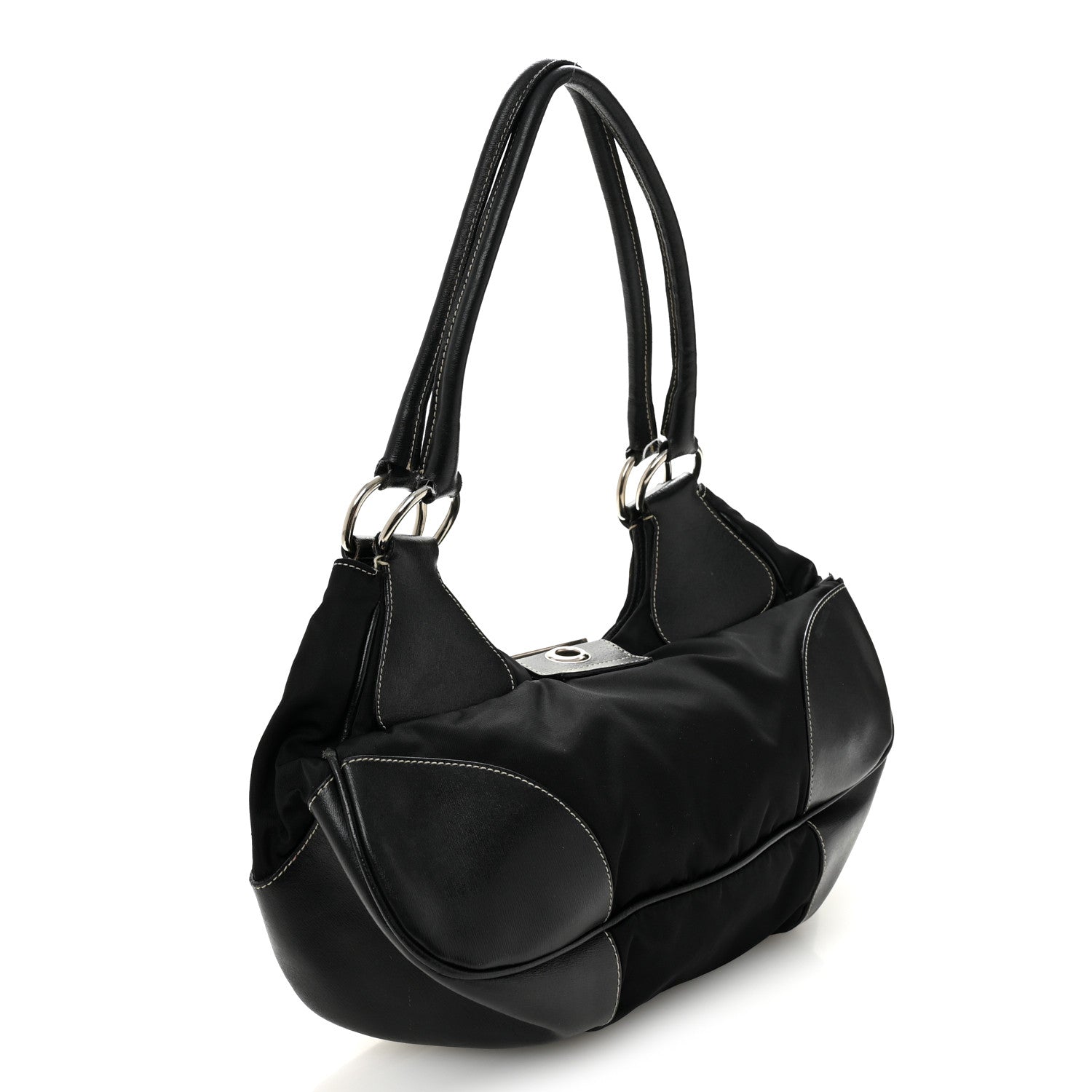 Tessuto Nylon Moon Shoulder Bag Black