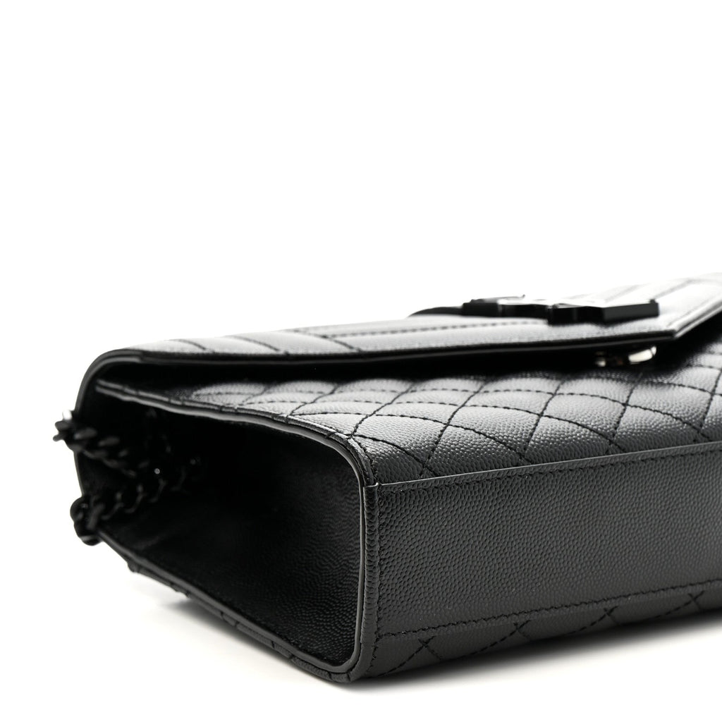 Grain De Poudre Textured Mixed Matelasse Triquilt Medium Monogram Monochrome Satchel Black