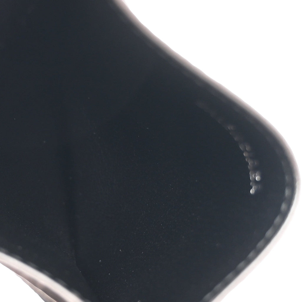 Metallized Grained Calfskin Logo Cash Rounded  Holder Dark Bronze White