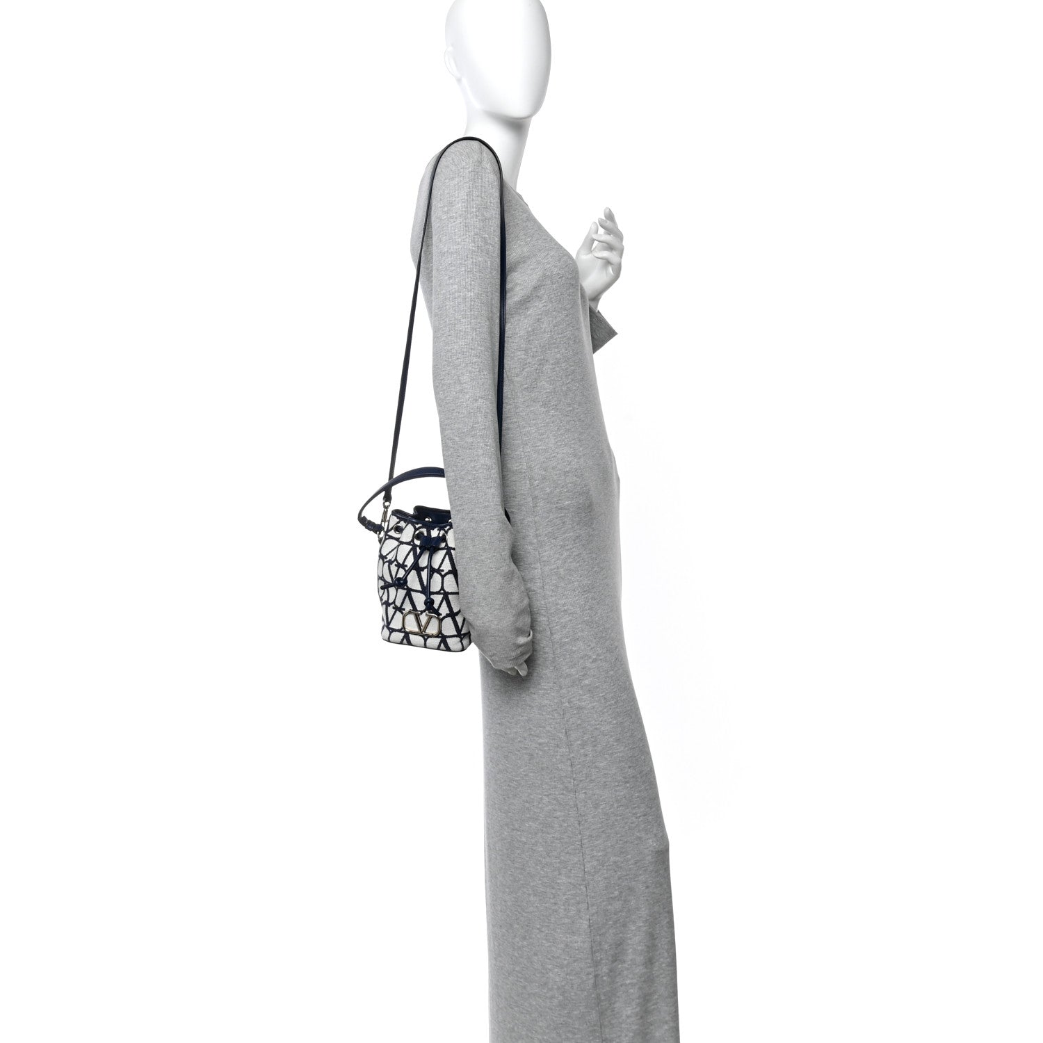 Toile Iconographe Nappa Mini Vlogo Signature Bucket Bag White Worker