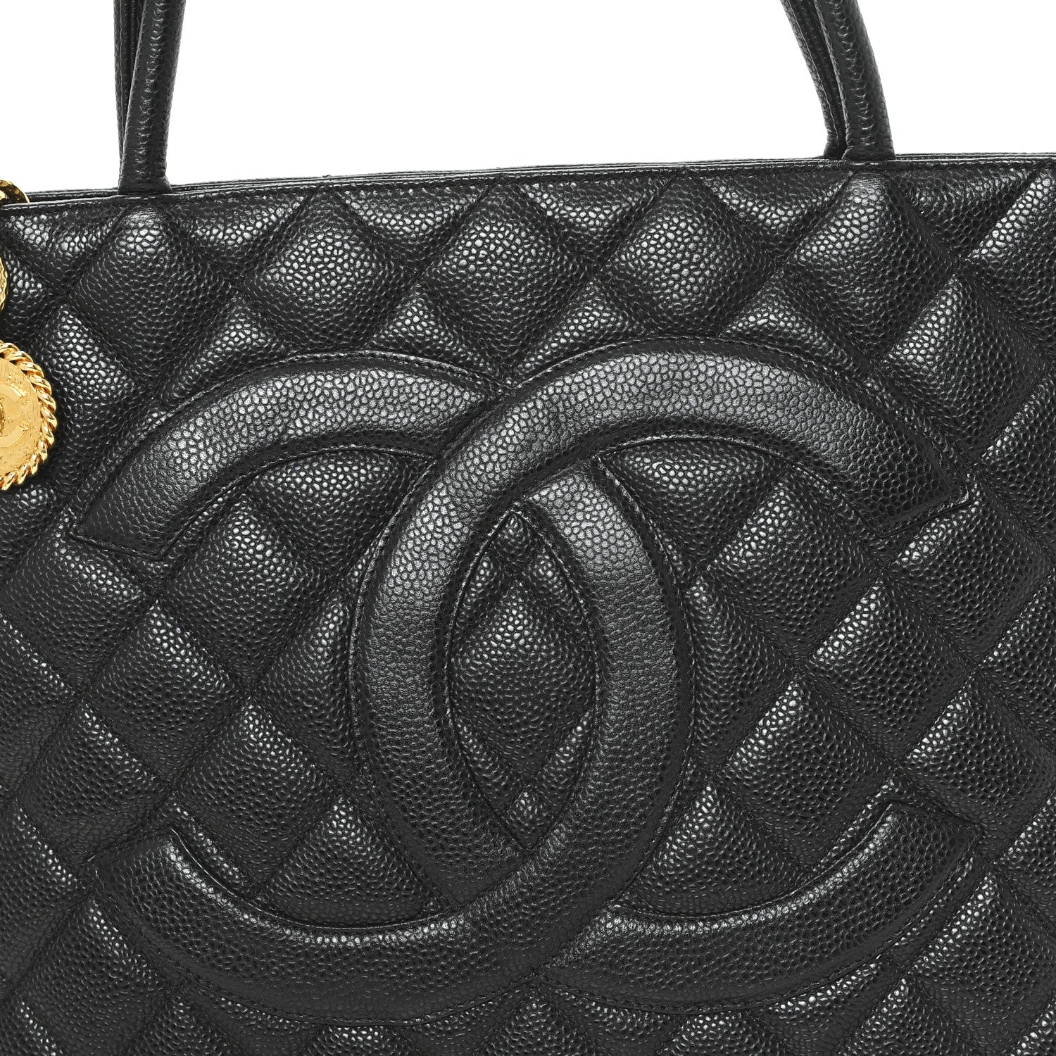 Caviar Quilted Medallion Tote Black