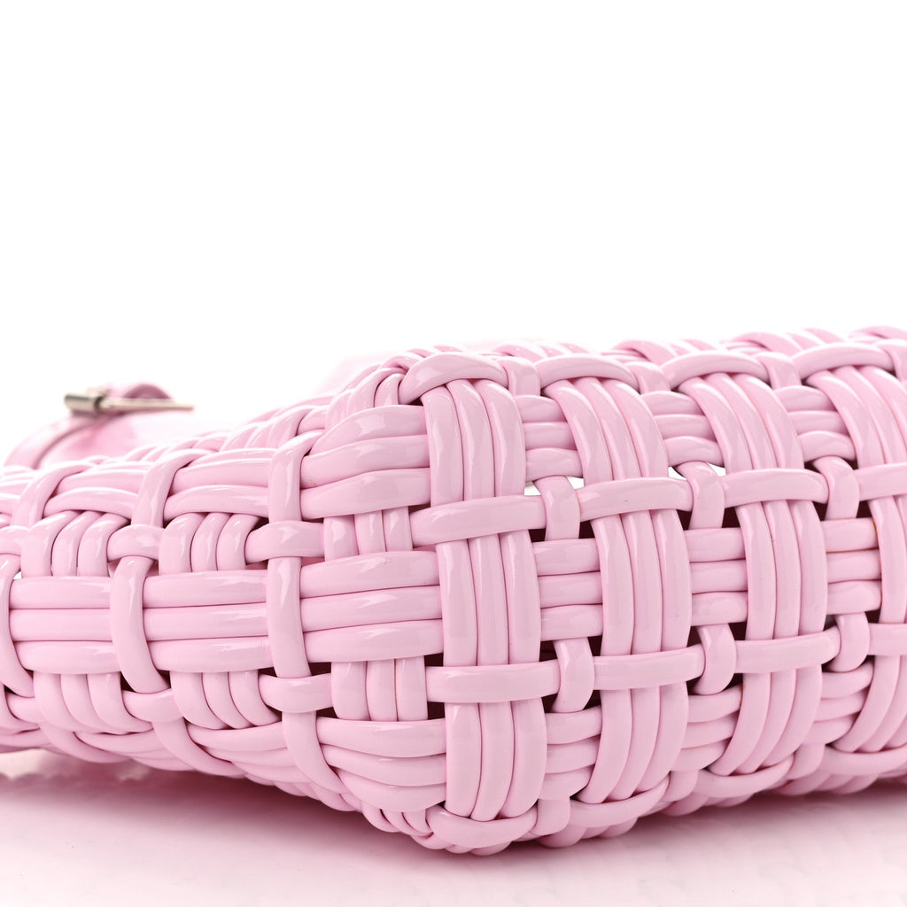 Faux Calfskin Braided Varnished XXS Bistro Basket Candy Pink