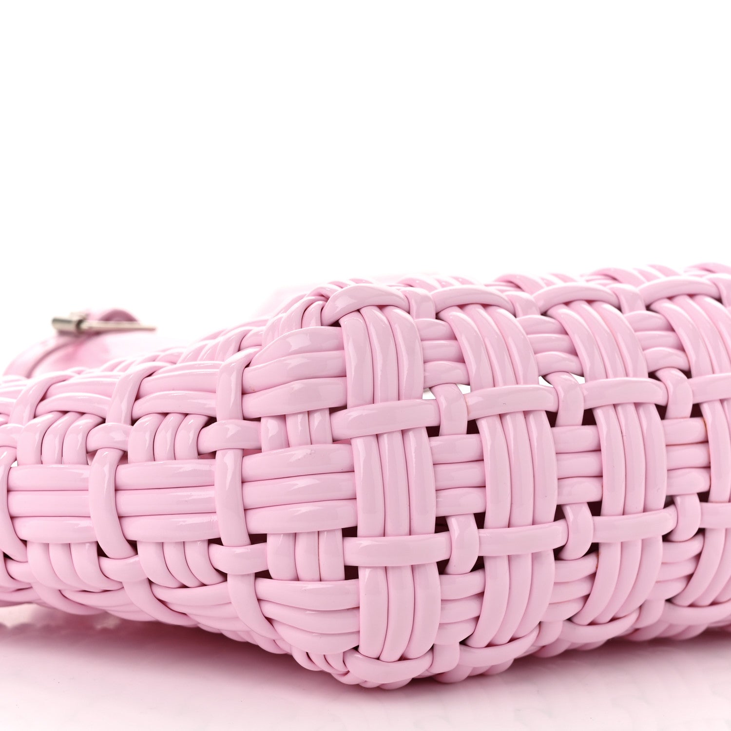 Faux Calfskin Braided Varnished XXS Bistro Basket Candy Pink