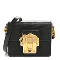Calfskin Iguana Embossed Mini Lucia Satchel Black