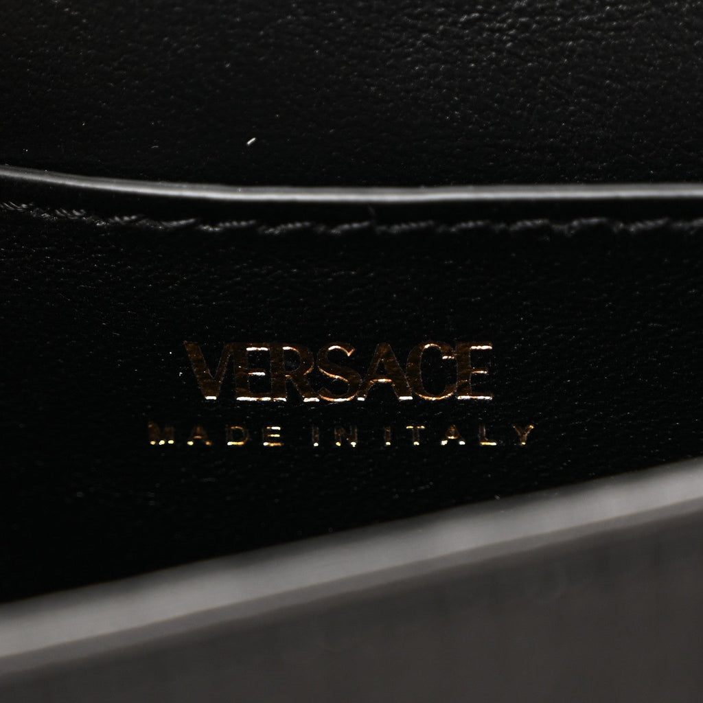 Satin Crystal La Medusa Pouch On Chain Black