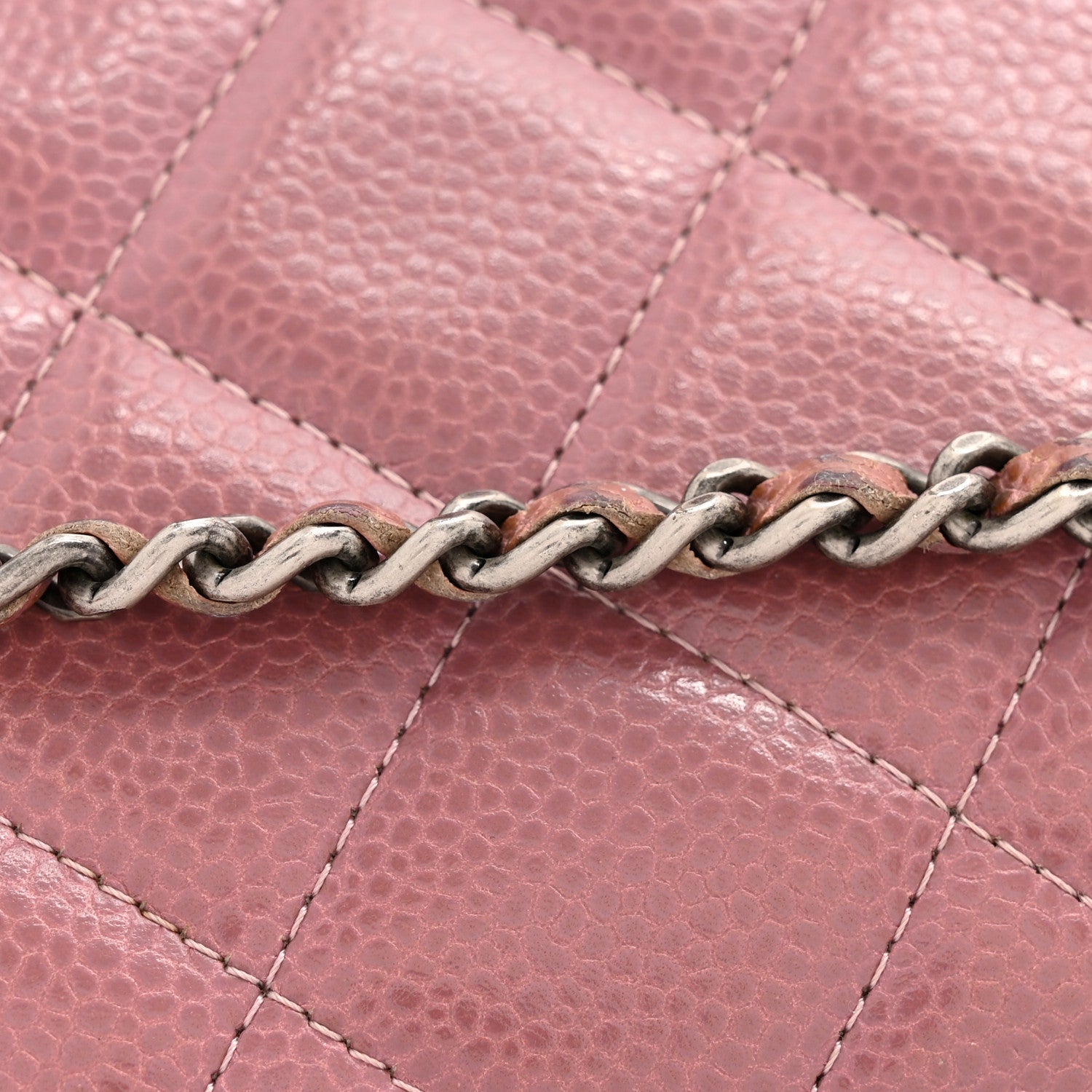 Caviar Quilted Clutch With Chain Flap Purple
