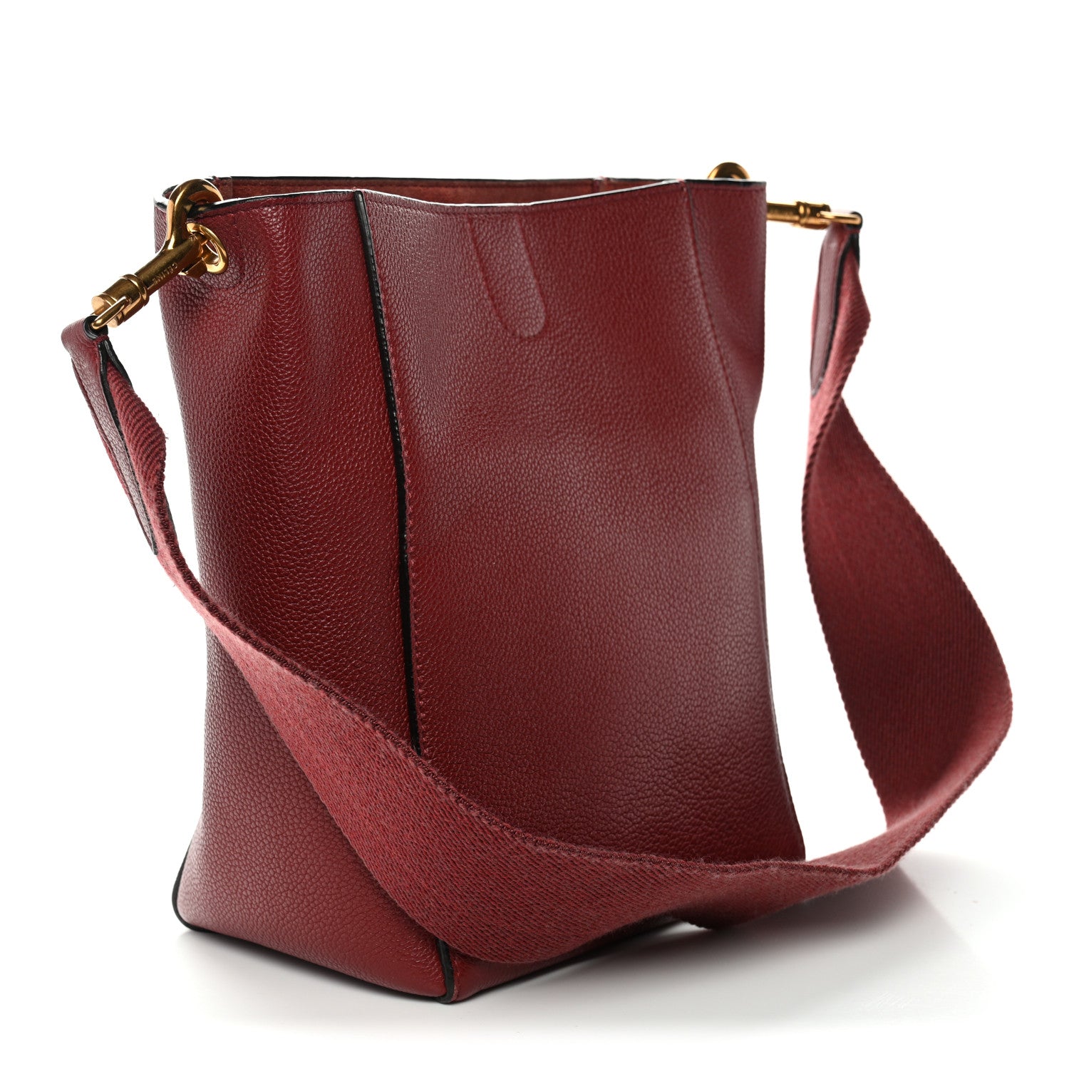 Soft Grained Calfskin Small Sangle Bucket Bag Burgundy