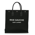 Linen Calfskin Rive Gauche North South Tote Black