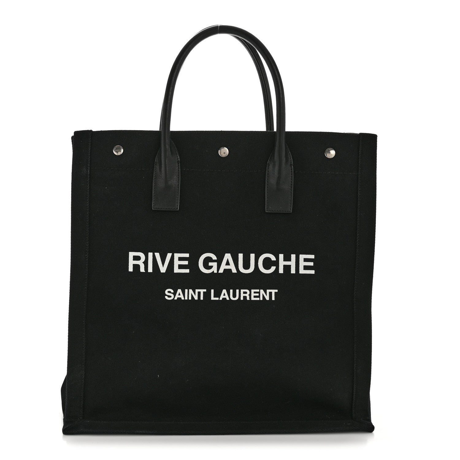 Linen Calfskin Rive Gauche North South Tote Black