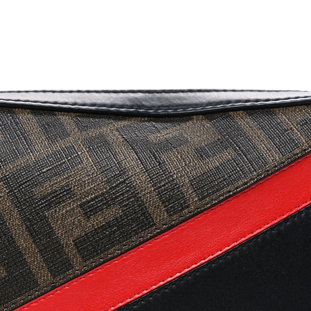 Glazed Fabric Vitello Liberty FF 1974 Diagonal Small Camera Case Tobacco Rosso Black