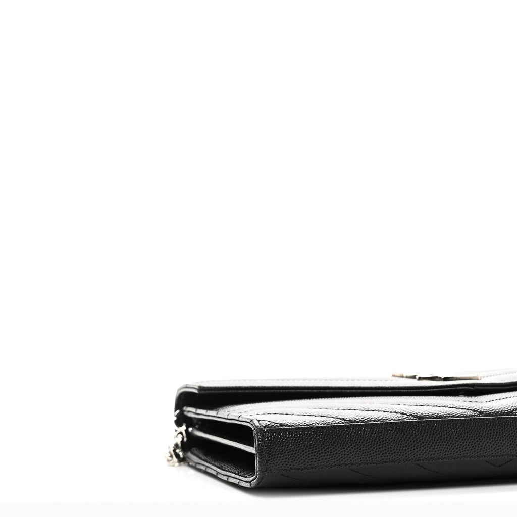 Grain De Poudre Matelasse Chevron Monogram Chain Wallet Black