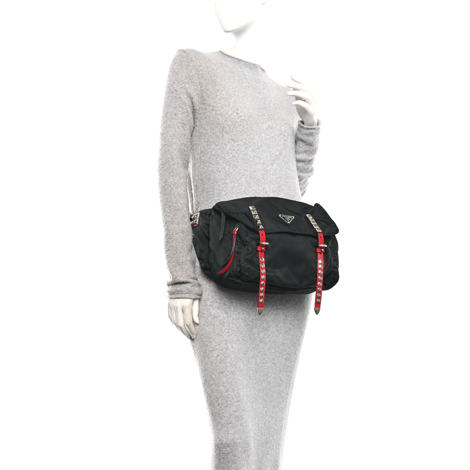 Nylon New Vela Studded Marsupio Belt Bag Black Fuoco