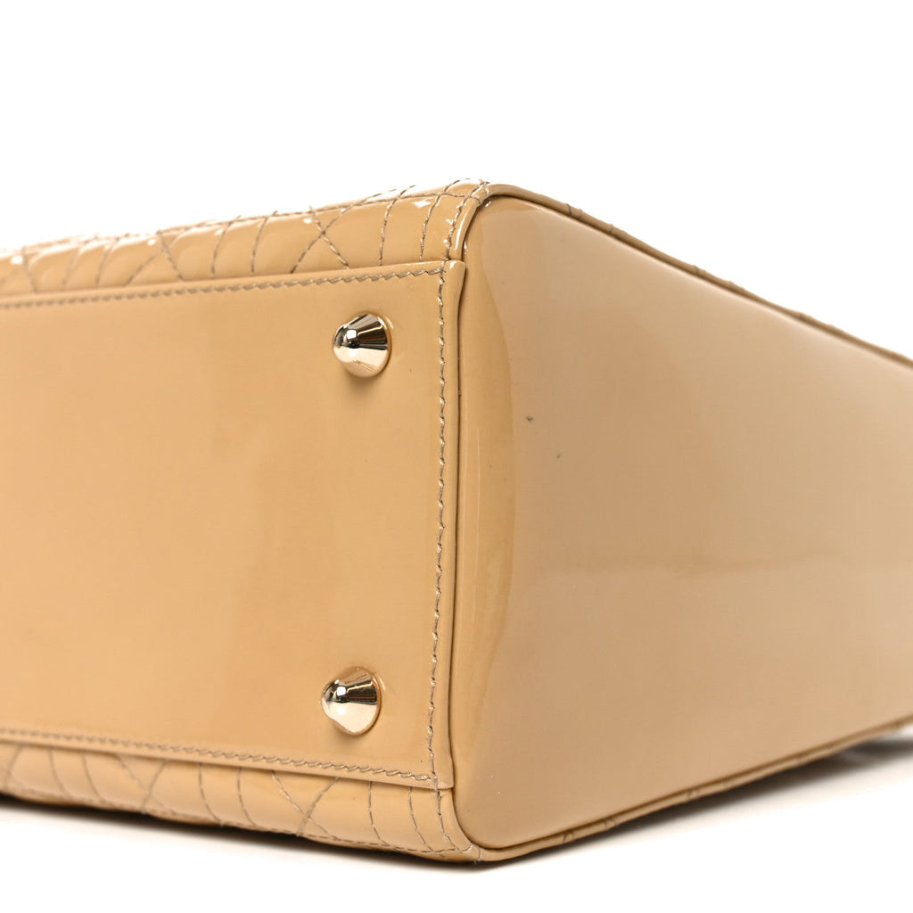 Patent Cannage Large Lady Dior Beige