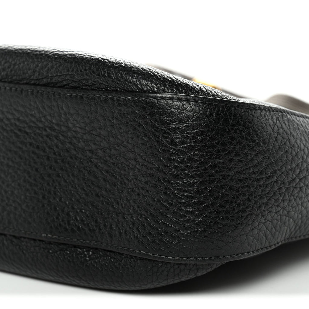 Vitello Phenix Small Zippered Messenger Hobo Black