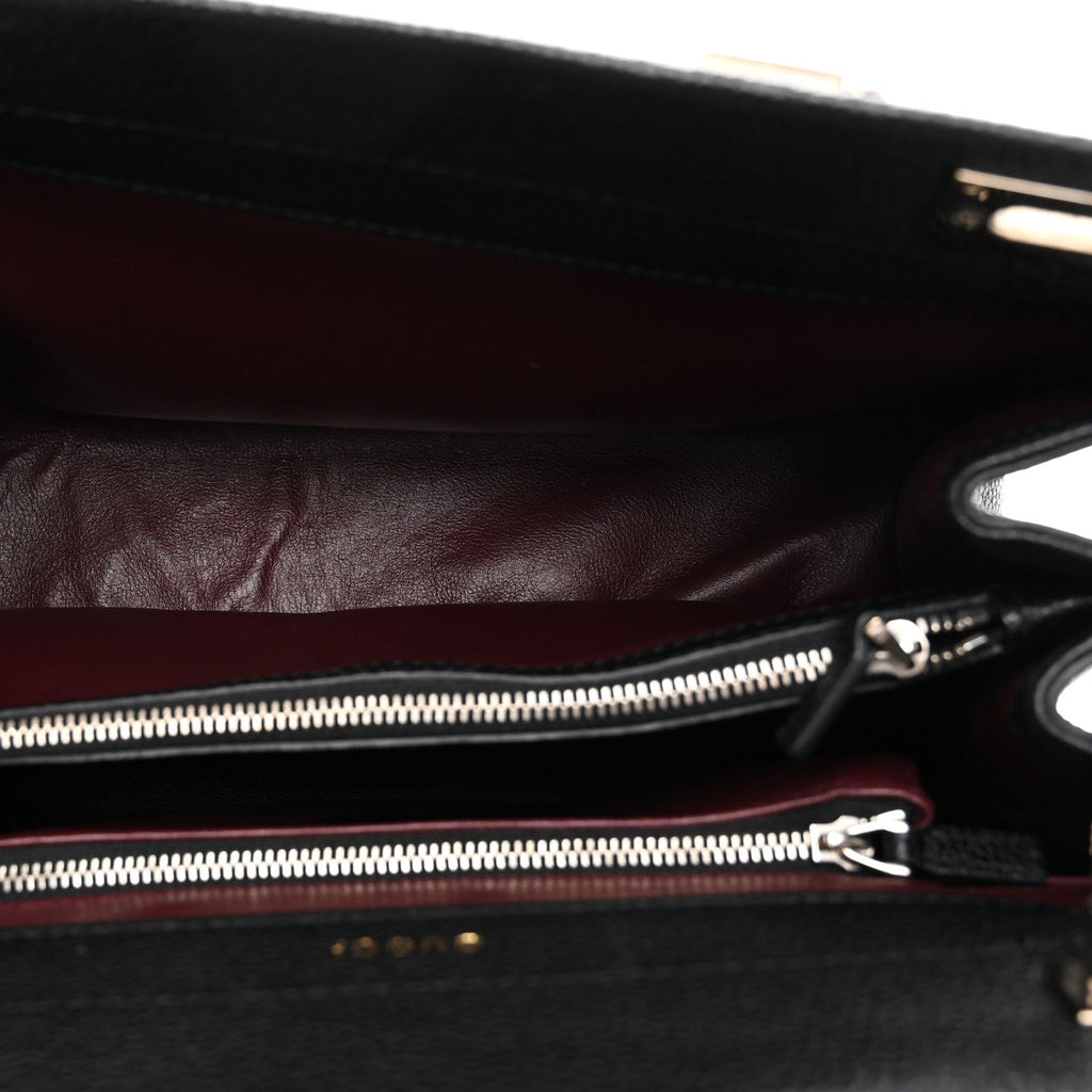 Grainy Calfskin Small Zumi Top Handle Bag Black
