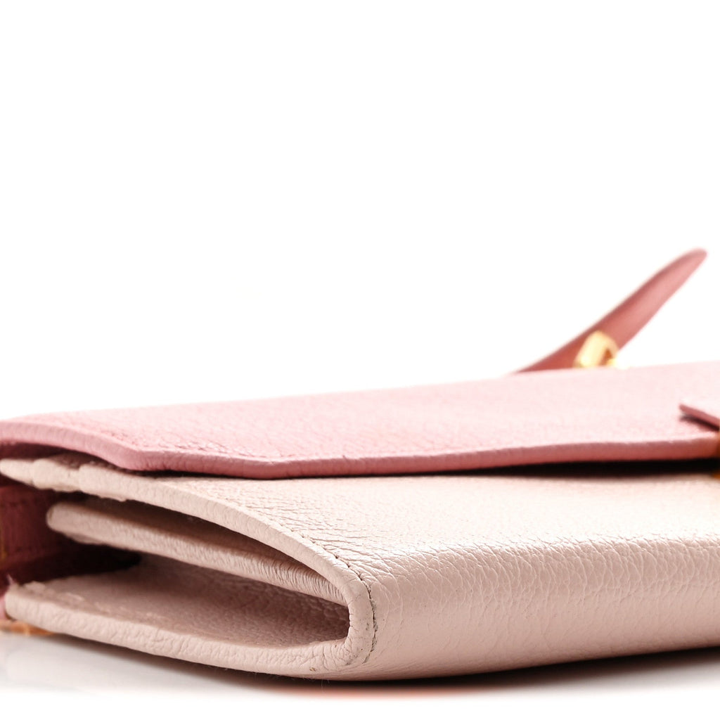 Goatskin Madras Bicolor Wallet On Chain Rosa Gemma