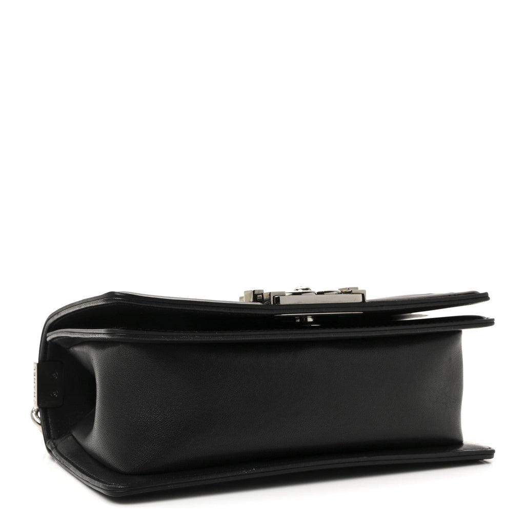 Patent Calfskin Quilted Small Boy Flap Black
