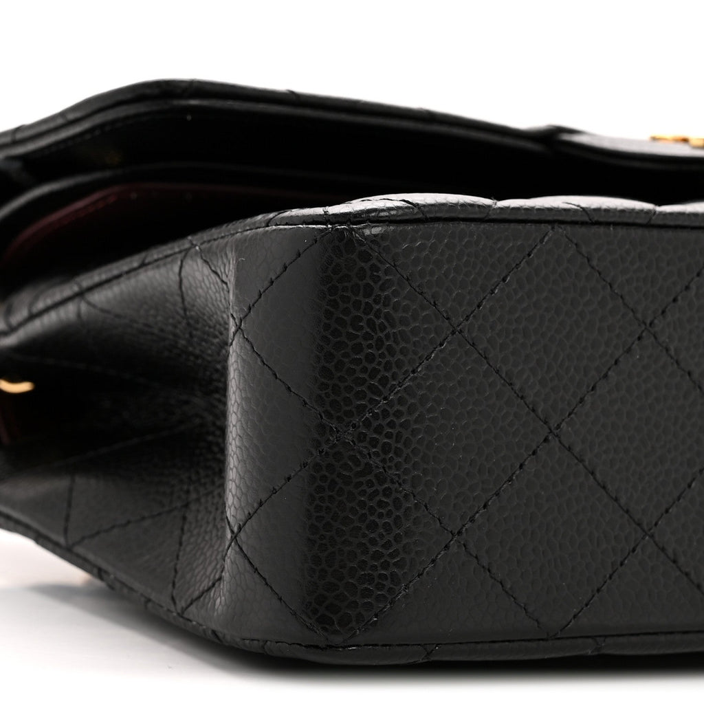 Caviar Quilted Small Double Flap Black