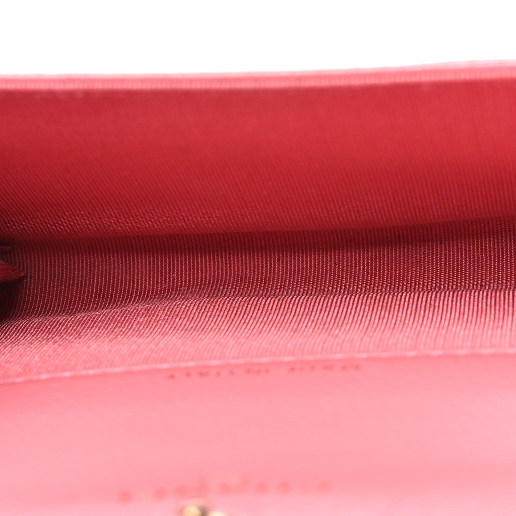 Caviar Camellia Embossed  Holder Wallet Pink