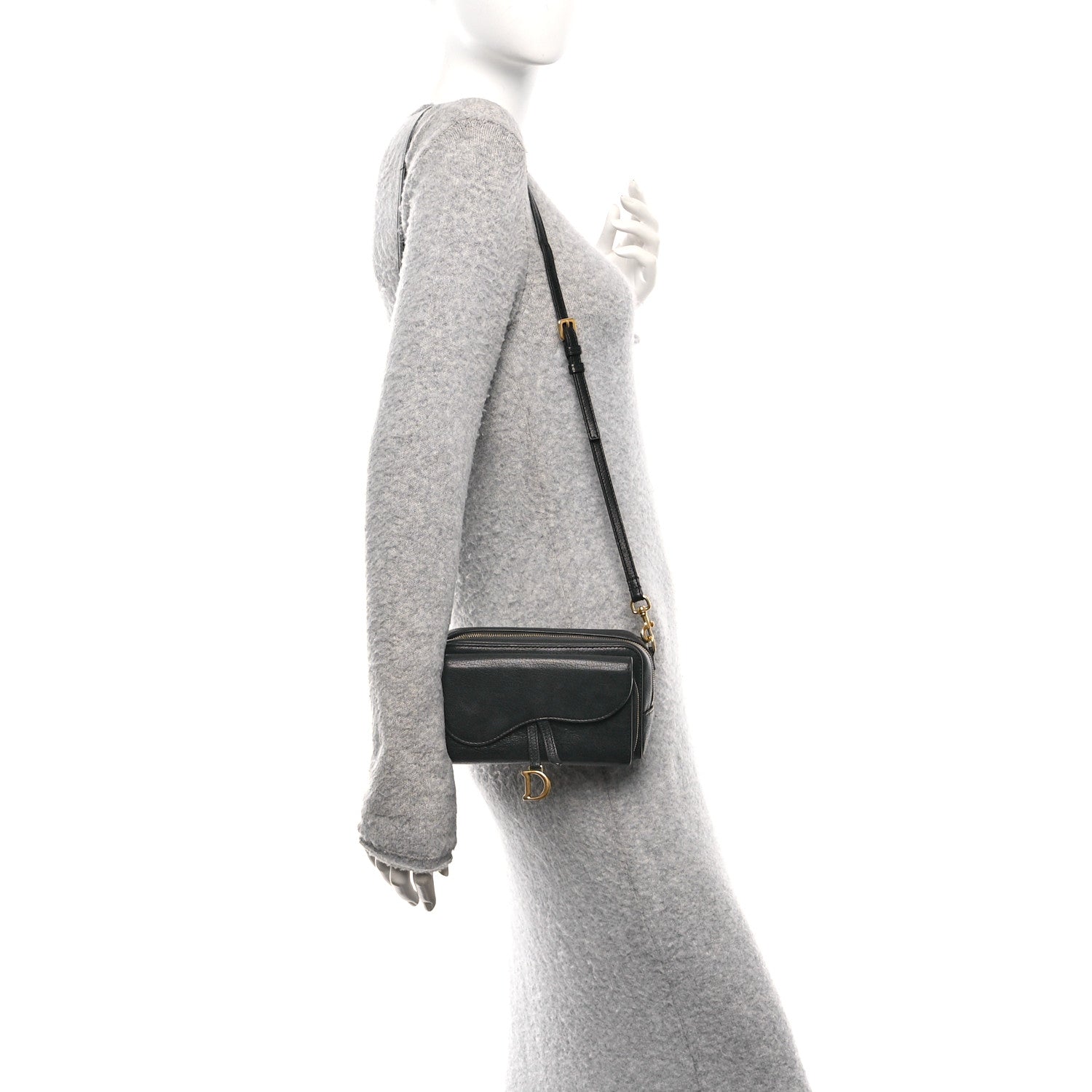 Goatskin Double Saddle Pouch Black