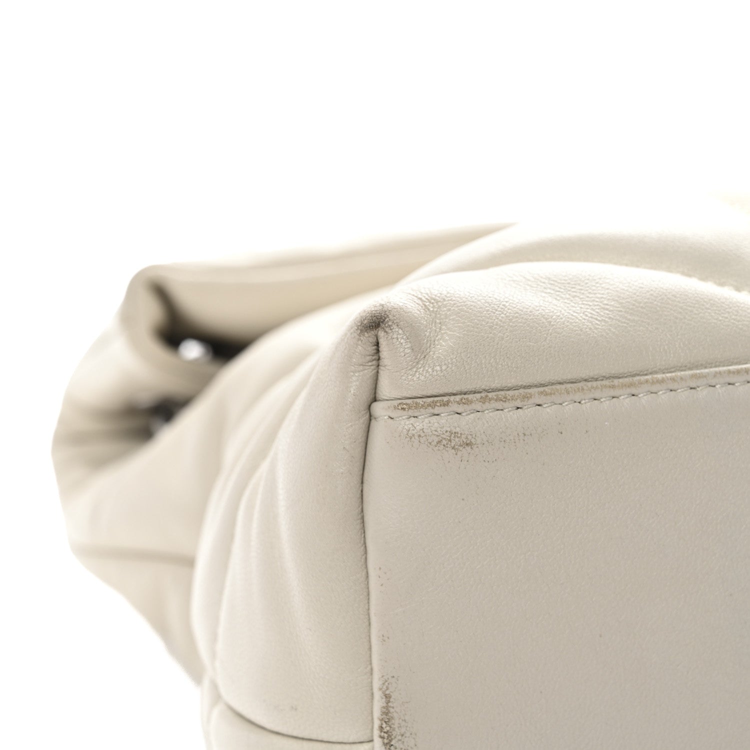 Lambskin Quilted Medium Loulou Puffer Monogram Chain Satchel Crema Soft