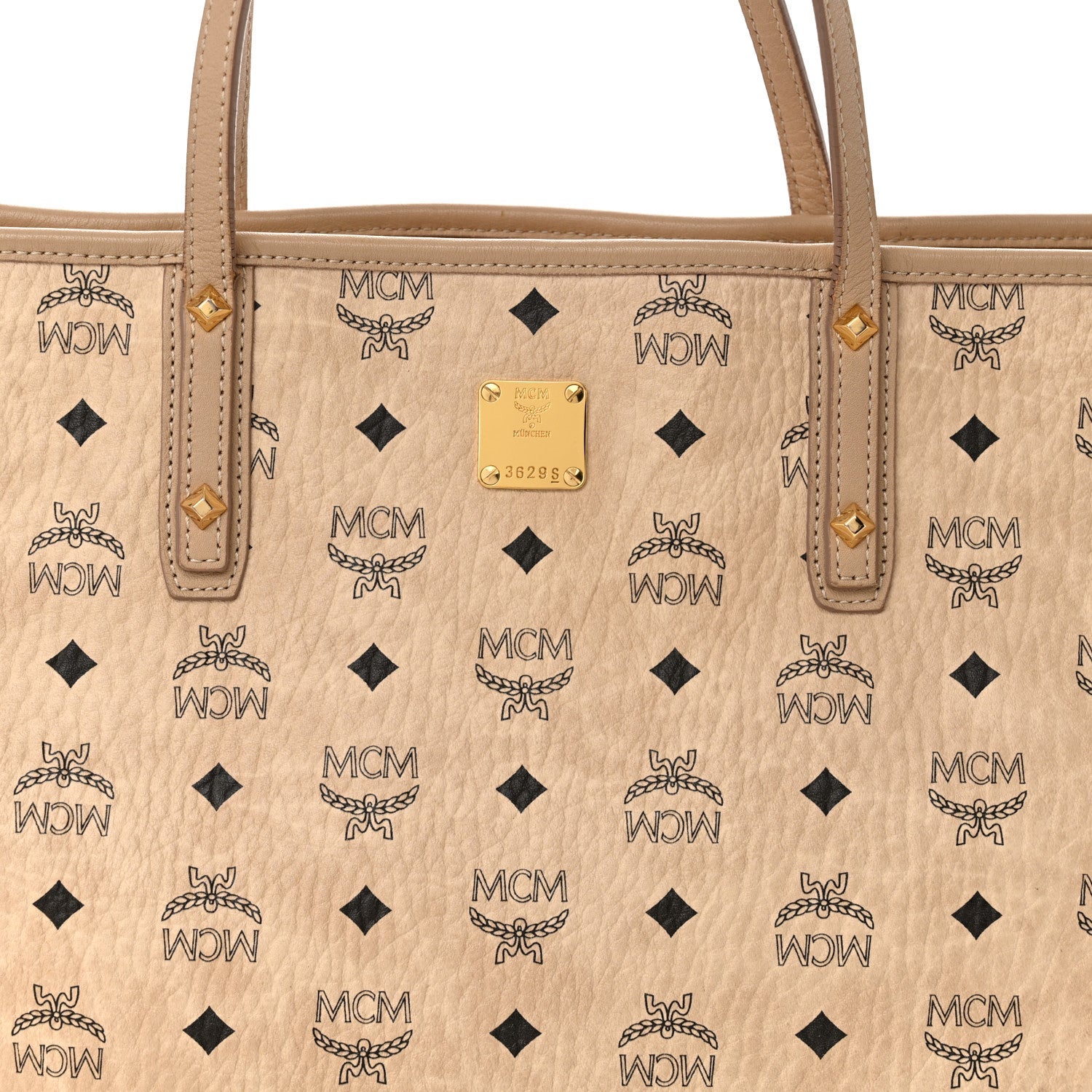 Visetos Medium Top Zip Shopper Tote Beige