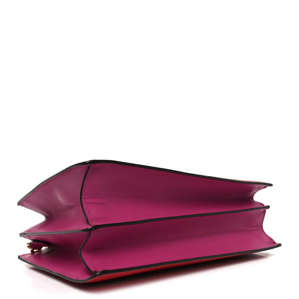 Calfskin Small Top Handle Bag Hibiscus Red New Rosette