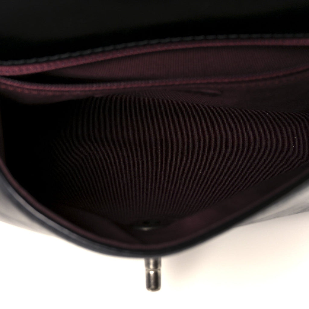 Glazed Calfskin Pilot Essentials Flap Black