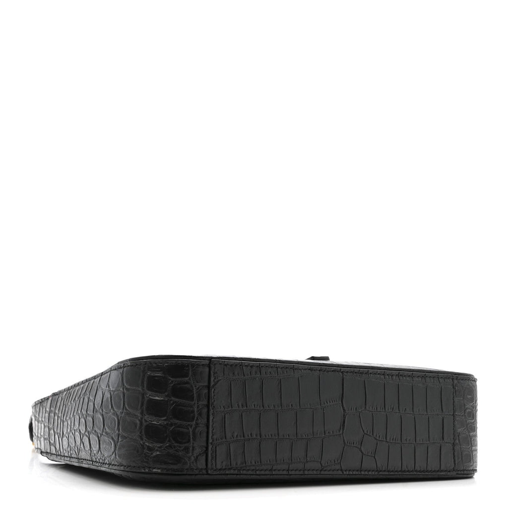 Calfskin Crocodile Embossed Le 5 A 7 Hobo Black