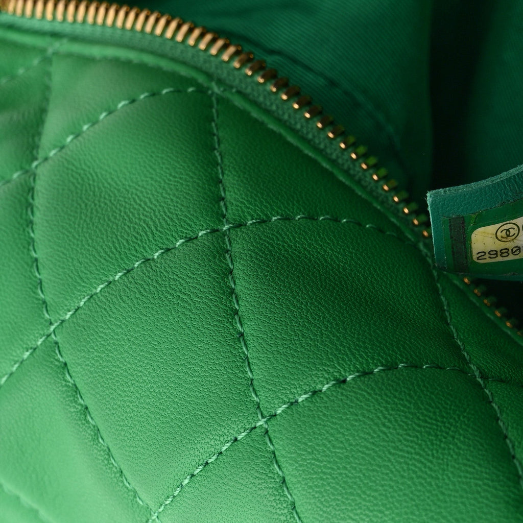 Lambskin Quilted Large Perfect Meeting Hobo Green