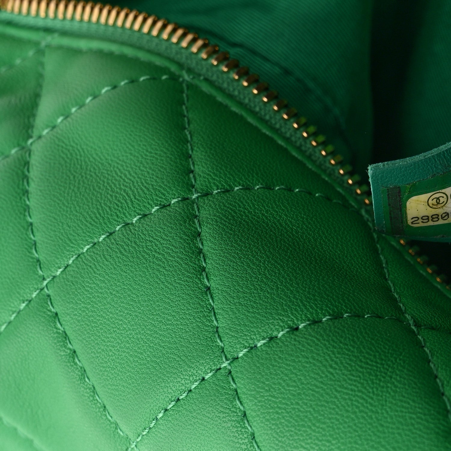 Lambskin Quilted Large Perfect Meeting Hobo Green