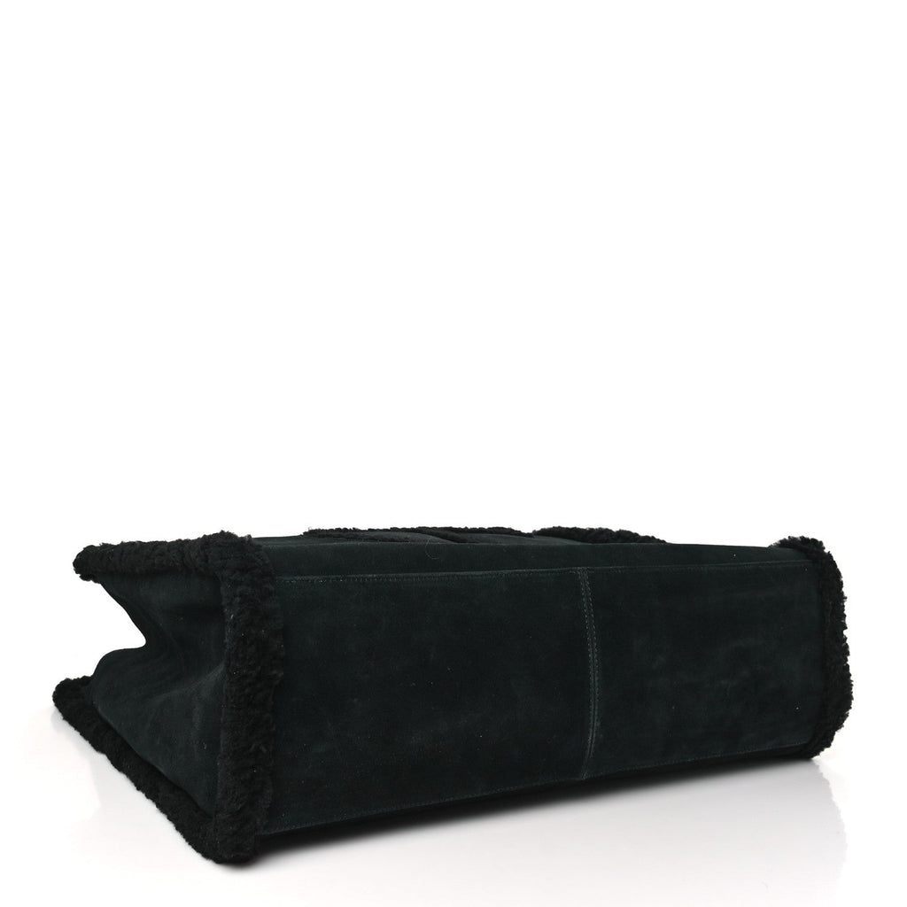 X UGG Suede Shearling Large Shopping Bag Black