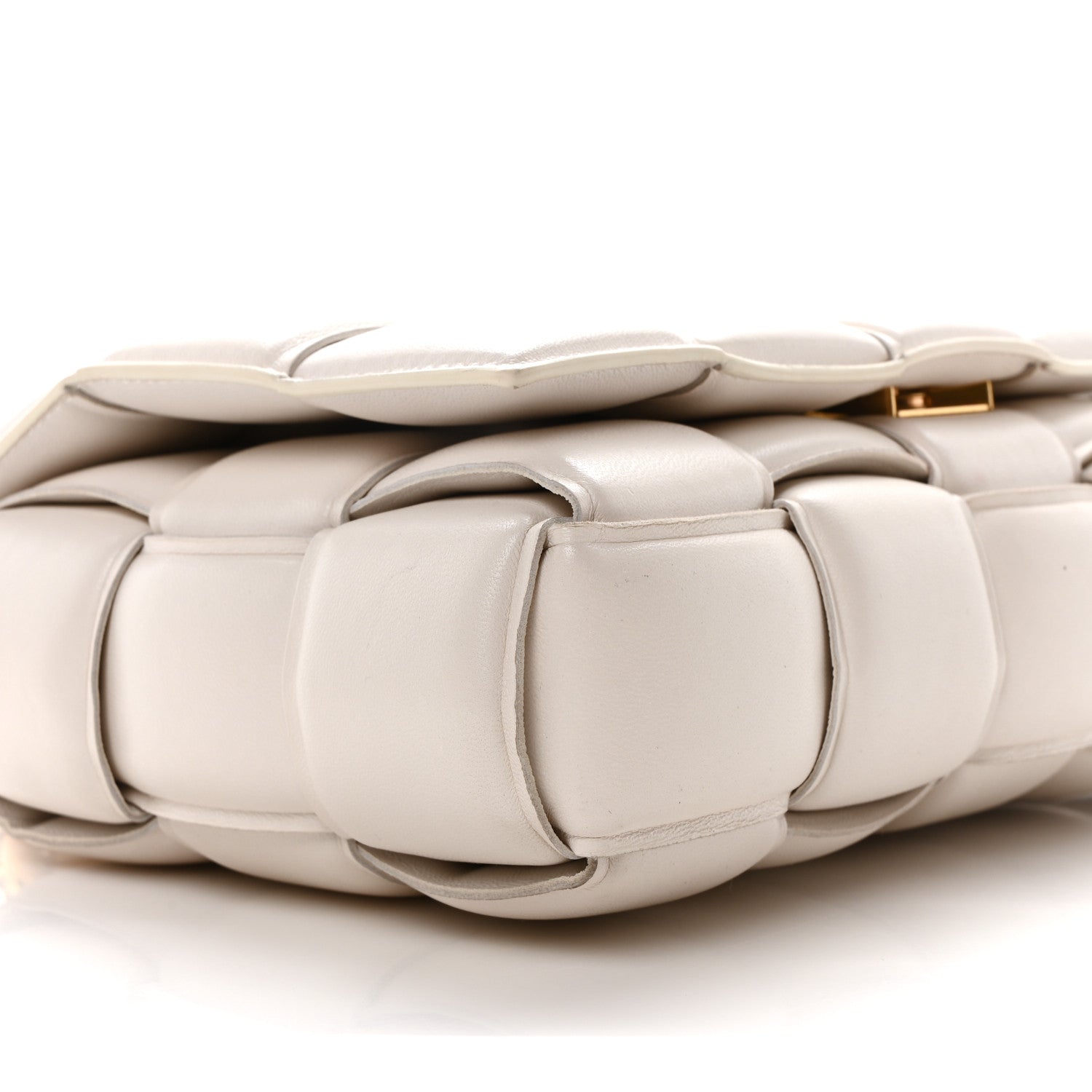 Lambskin Maxi Intreccio Padded Chain Cassette Crossbody Bag White