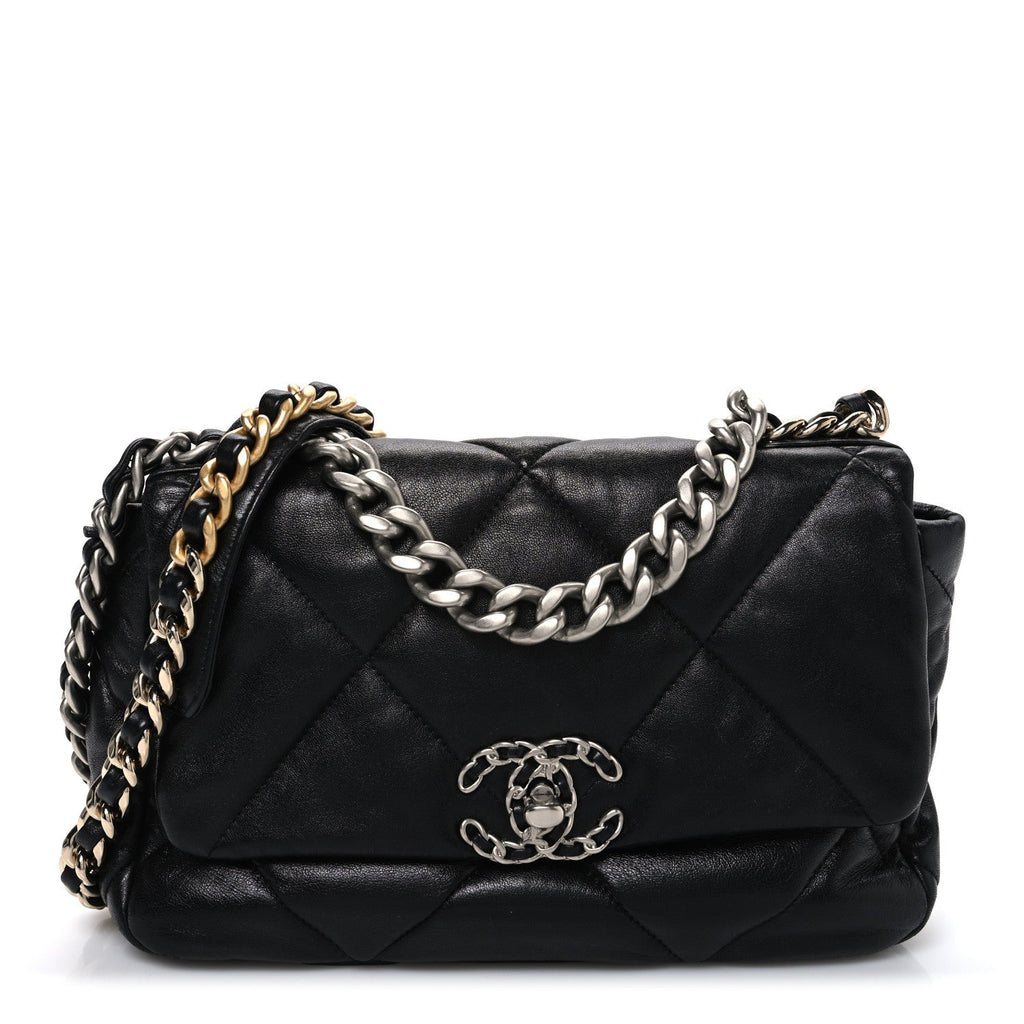 Lambskin Quilted Medium Chanel 19 Flap Black