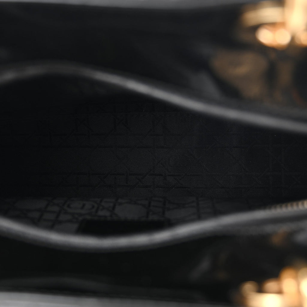 Patent Cannage Large Lady Dior Black