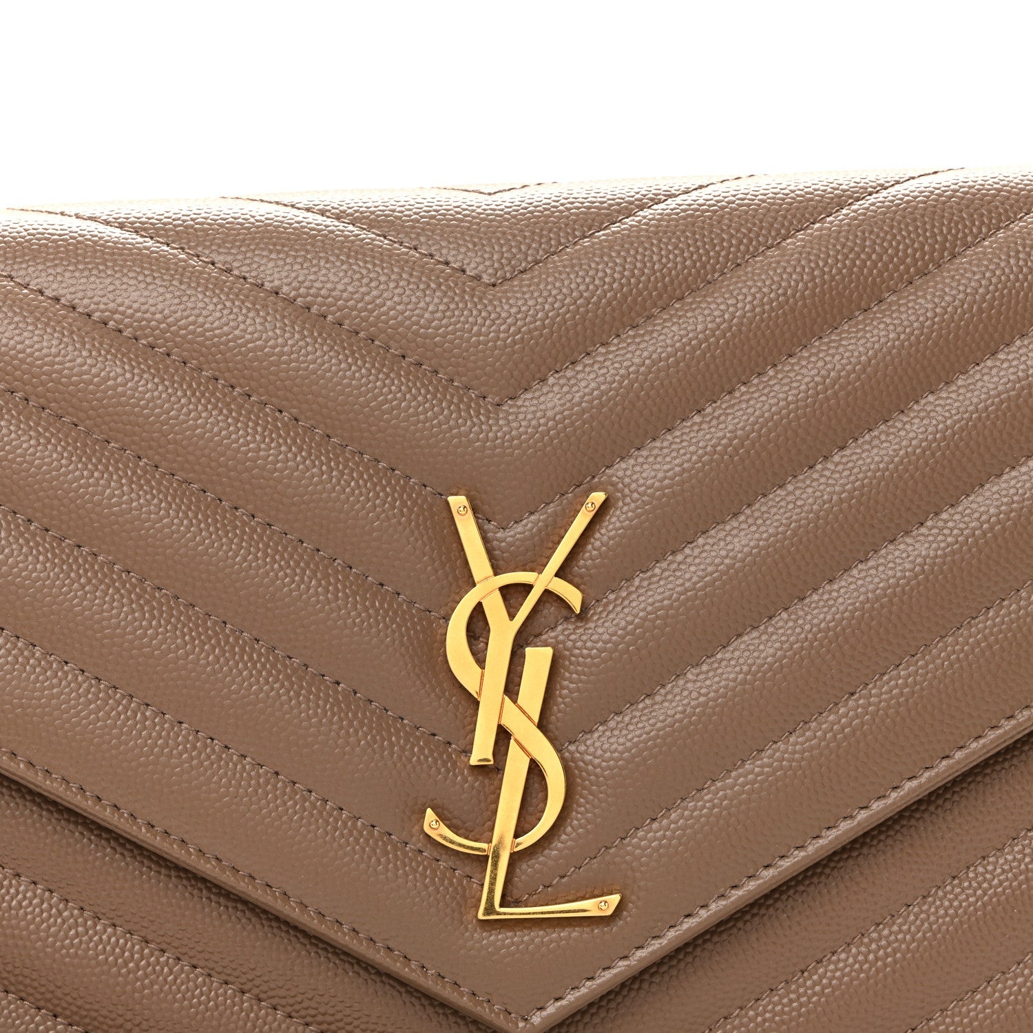 Grain De Poudre Matelasse Chevron Monogram Cassandre Flap Pouch Taupe