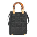 Vitello Plexiglass FF Embossed Mini Fendi Sunshine Shopper Tote Black