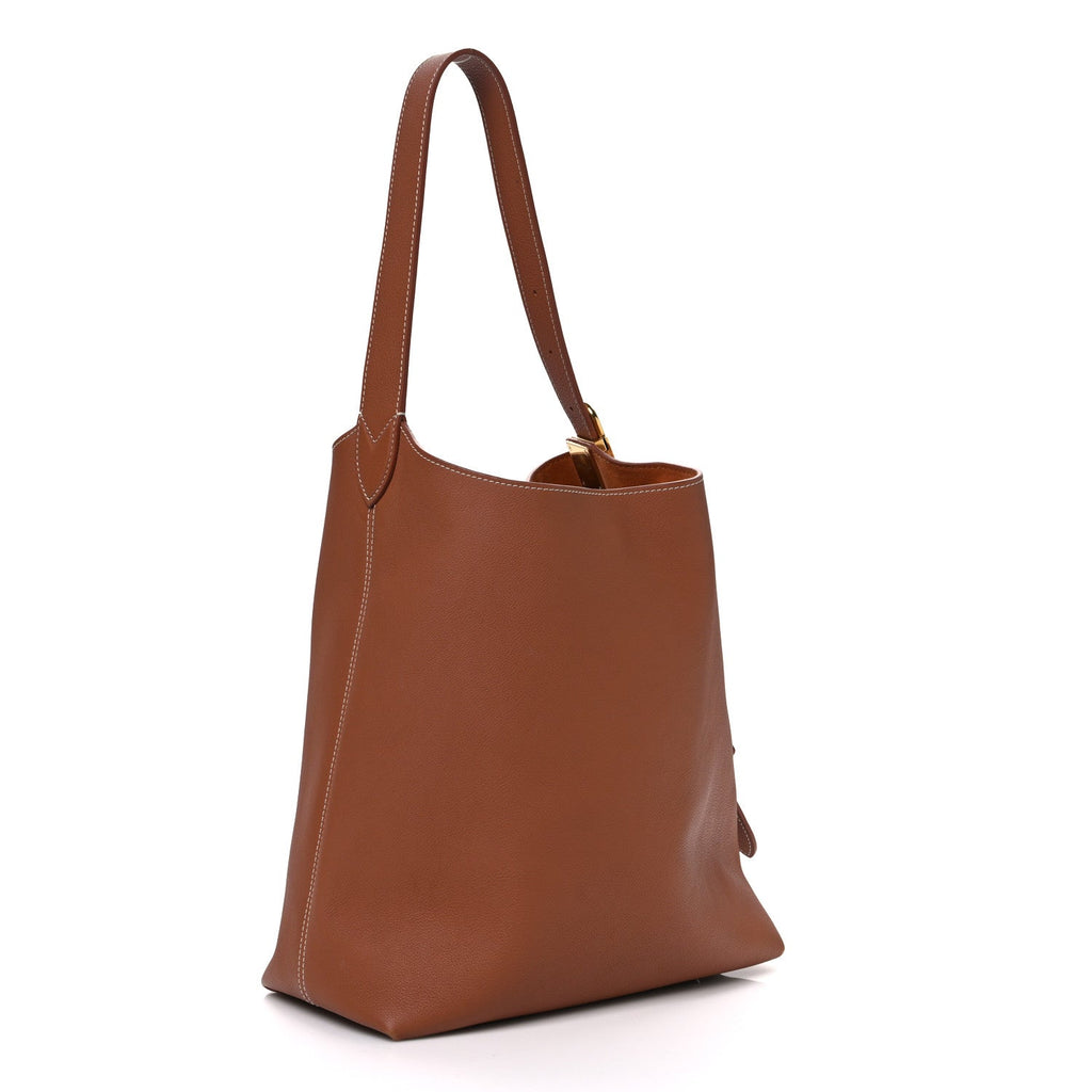 Grained Calfskin Low Key Hobo MM Cognac
