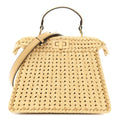 Raffia Embroidered Vitello King Shiny Nappa Intreccio Small Peekaboo I SEE U Satchel Sahara
