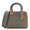 Calfskin Cannage Studded Medium Supple Lady Dior Grey