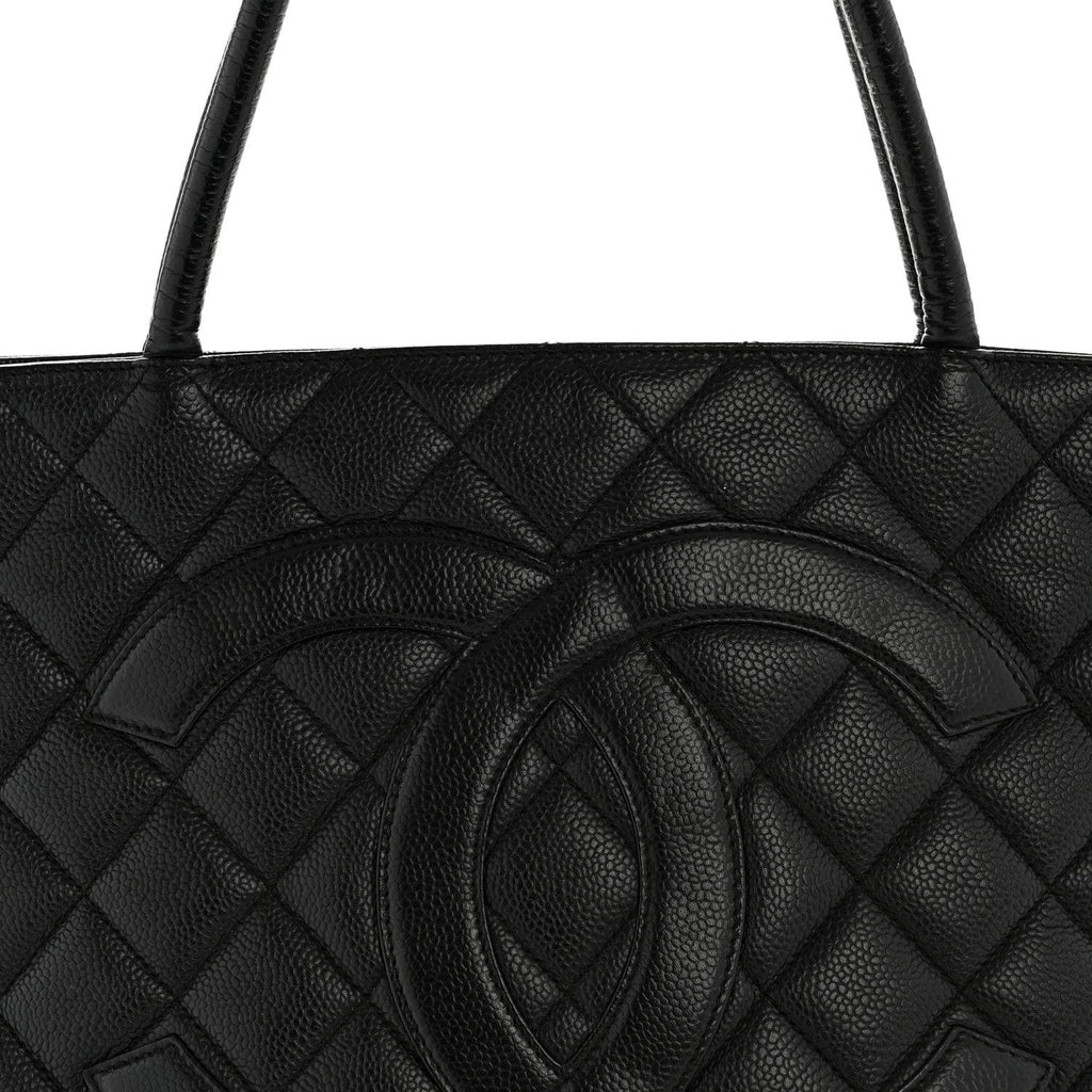 Caviar Quilted Medallion Tote Black