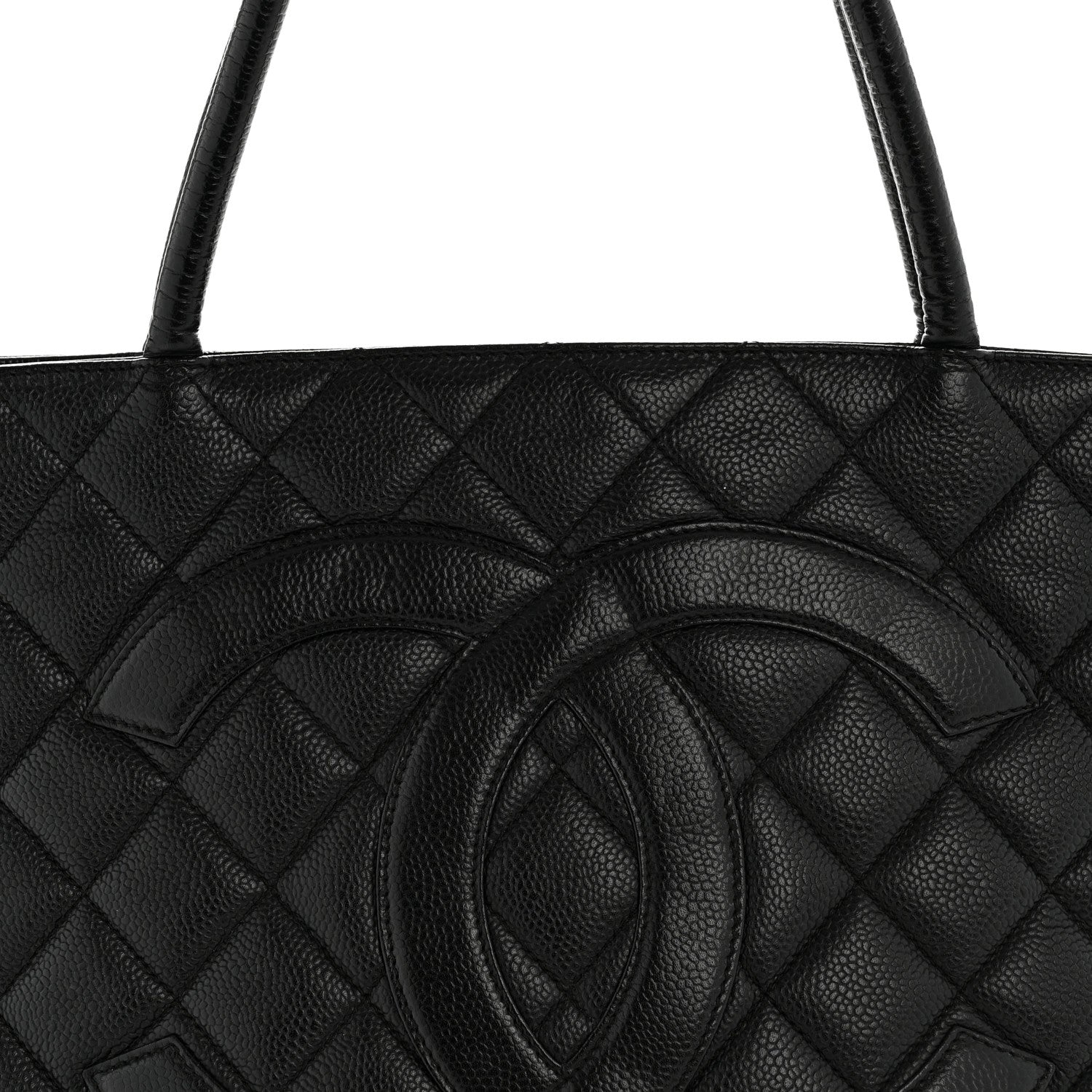 Caviar Quilted Medallion Tote Black